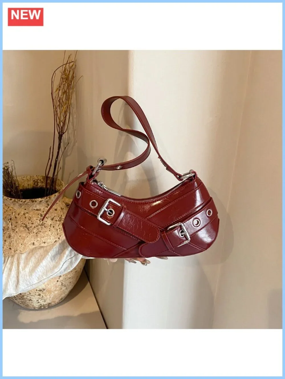 Small Y2K Hobo Shoulder Bag Vegan Leather Punk Purse